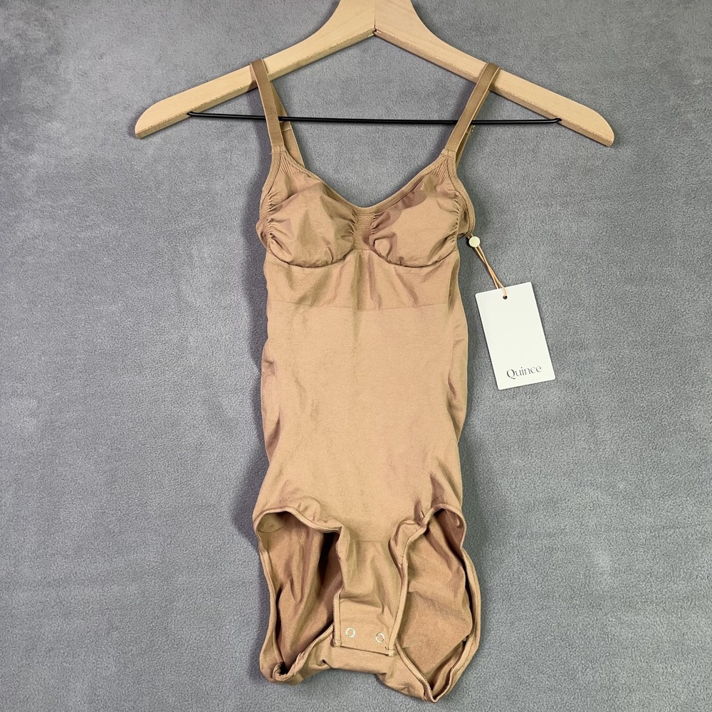 Quince Sculpting Bodysuit Nylon Spandex Brown Sienna Shapewear NWT Womens Medium